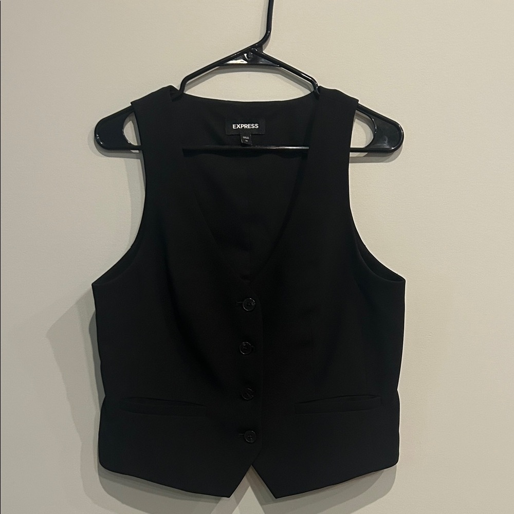 Express Black Tailored Button Vest